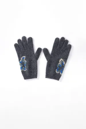 100 Cashmere Embroidered Floral Gloves
