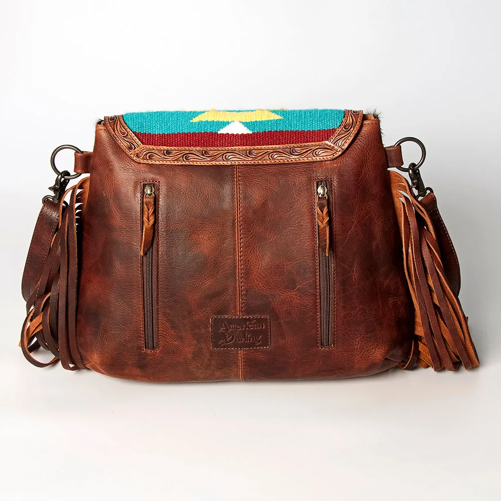 American Darling ADBGZ625 Messenger Hand Tooled Hair-On Genuine Leather Women Bag Western Handbag Purse