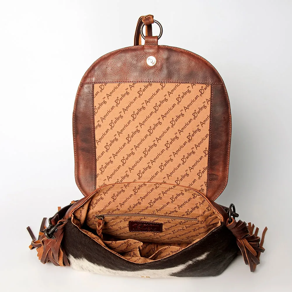 American Darling ADBGZ625 Messenger Hand Tooled Hair-On Genuine Leather Women Bag Western Handbag Purse