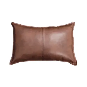 Antique Brown Real Leather Pillow Cover Soft Leather Cushion Cover 16 x 24 inches