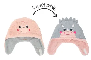 Baby/kids Reversible Sherpa Hat - Dino Pink