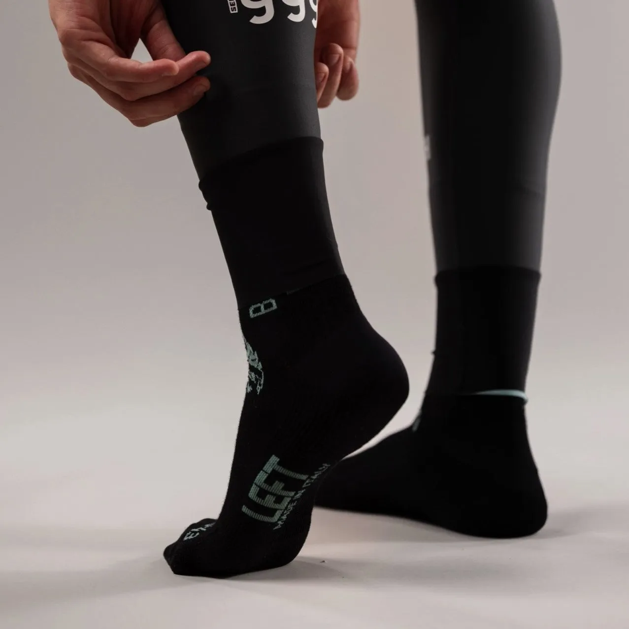 Bianchi Milano Winter Insulated Unisex Cycling Sock - Black Celeste