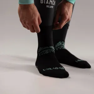 Bianchi Milano Winter Insulated Unisex Cycling Sock - Black Celeste