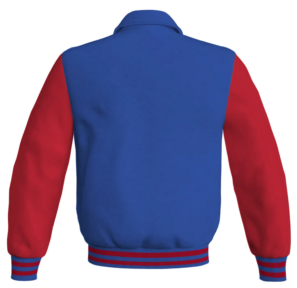 Bomber Classic Jacket Royal Blue Body and Red Leather Sleeves