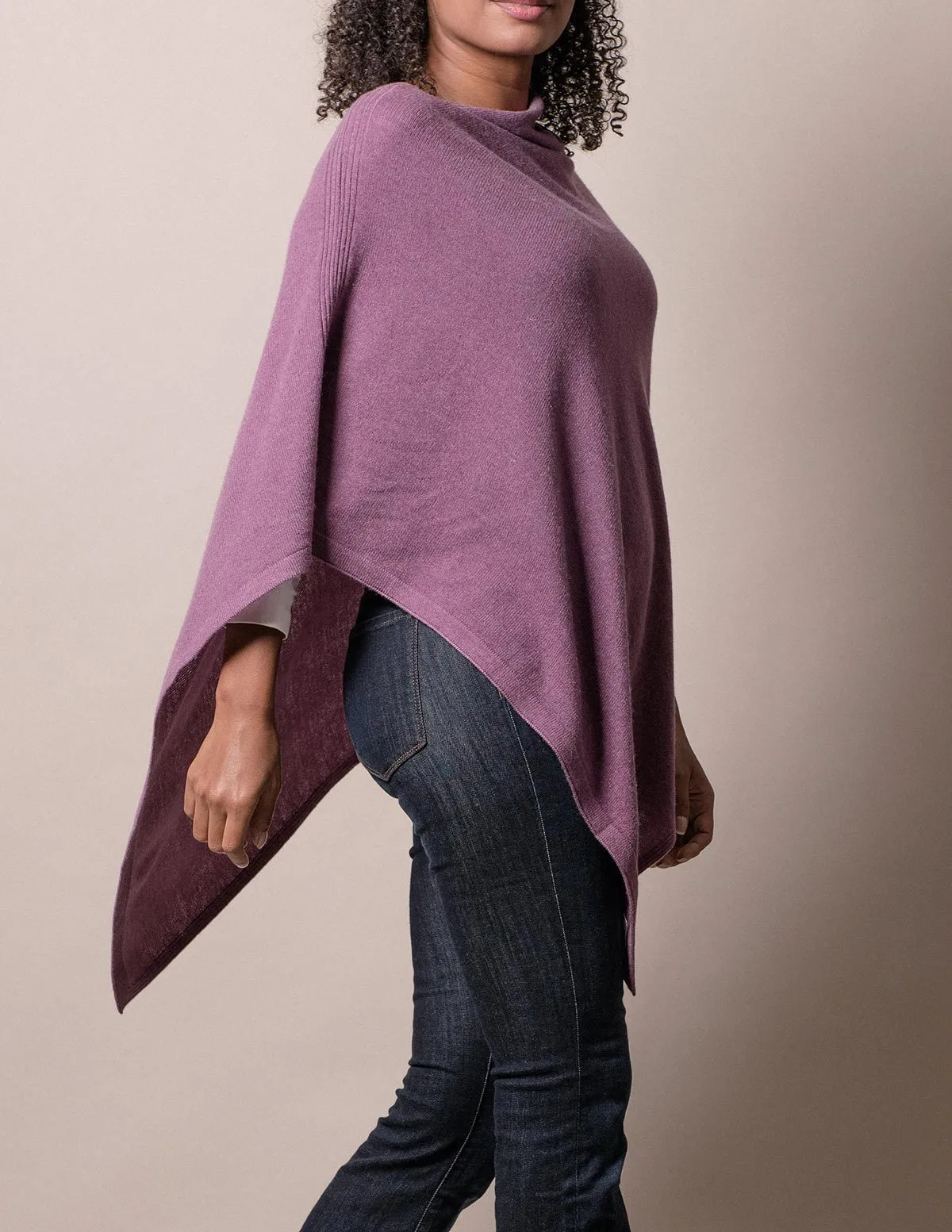 Cashmere & Wool Poncho - Lilac
