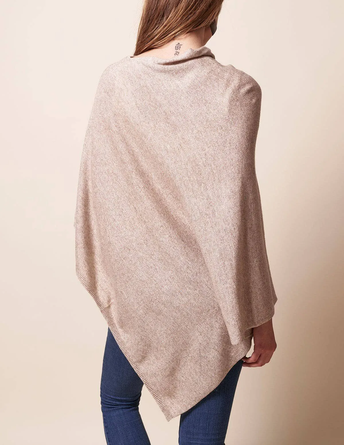Cashmere & Wool Poncho - Sand