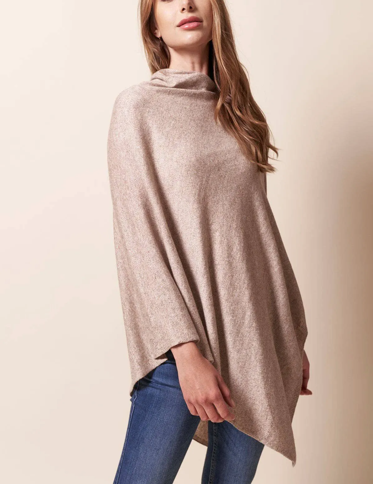 Cashmere & Wool Poncho - Sand