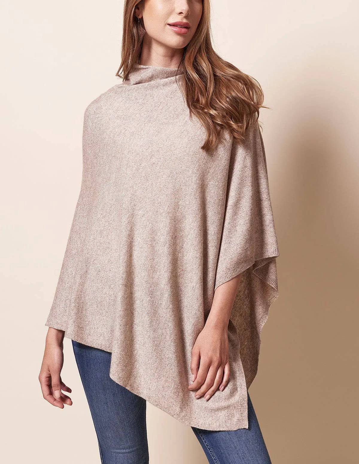 Cashmere & Wool Poncho - Sand