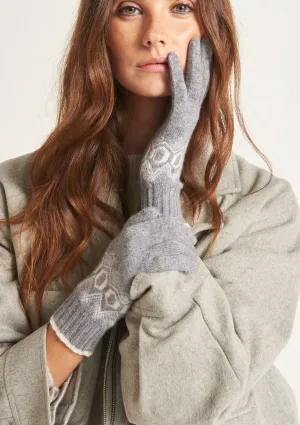 Cashmere Fair Isle Glove in Monument Grey