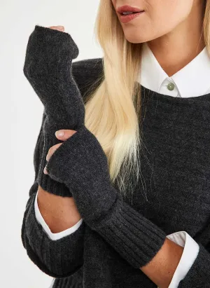 Cashmere Fingerless Gloves - Charcoal