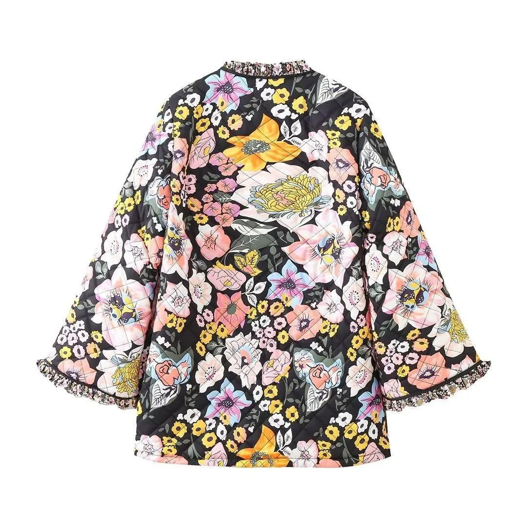 Chic Spliced Printed Coat: A Fashion-Forward Statement for Women's Winter Wardrobe
