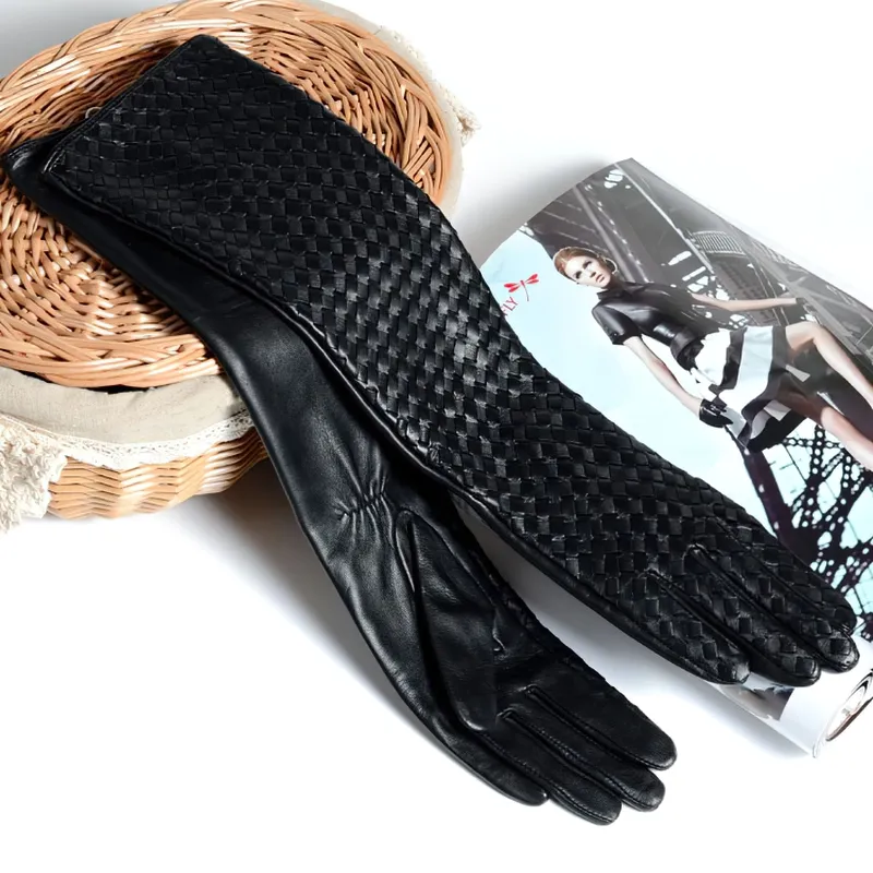 CLEARANCE of Fashion Women's Black Leather Gloves with Sheepskin - US
