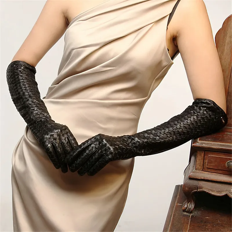 CLEARANCE of Fashion Women's Black Leather Gloves with Sheepskin - US