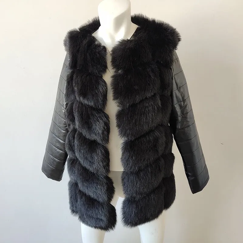Contrast Faux Fur Cropped Jacket | Trendy Winter Outerwear