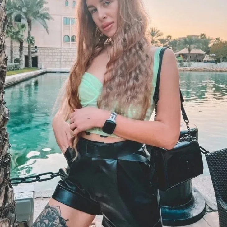 Elegant Cuffed Leather Shorts