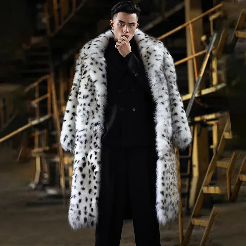Elegant Leopard Print Faux Fur Coat - Winter Warmth with Trendy Style