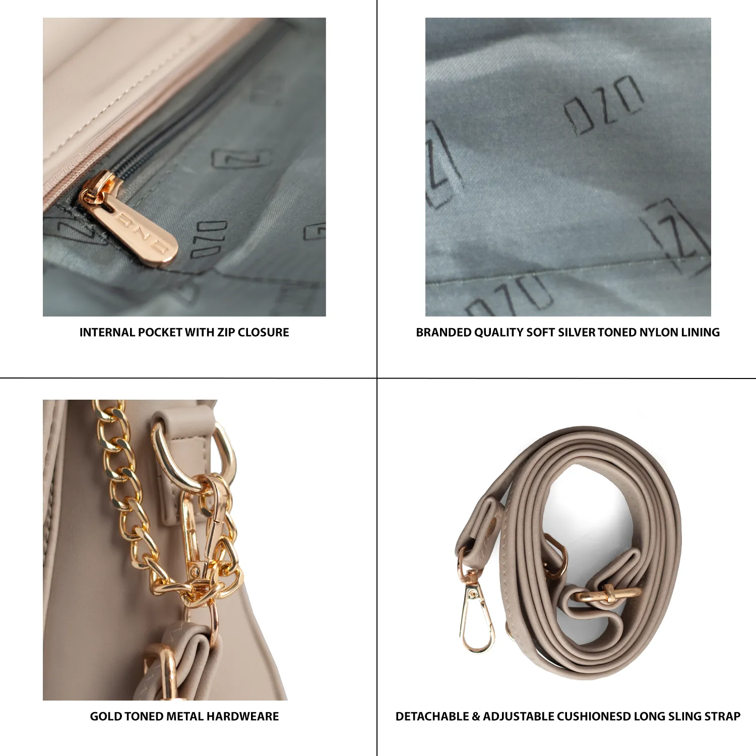 Elegant Vegan Leather Handbag with Gold Chain Strap – Compact, Stylish, and Functional Design for Women
