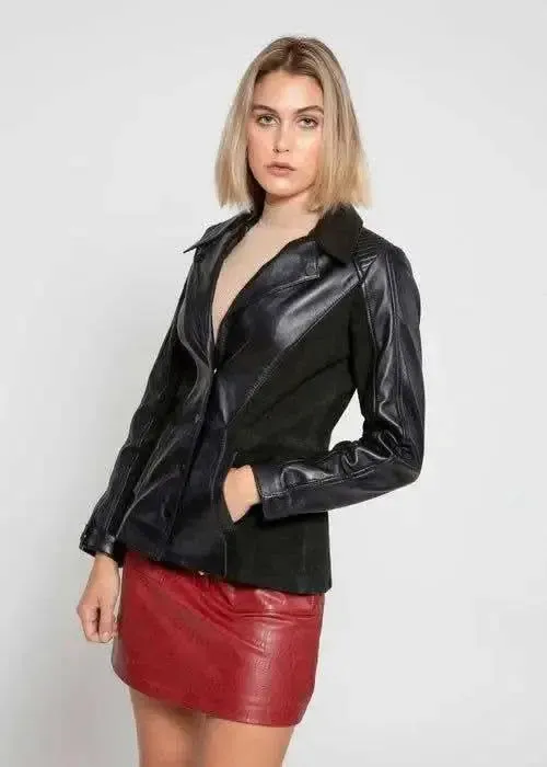 Elegant Women's Suede Leather Jacket by Marcella