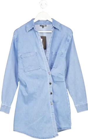 Fashion Nova Medium Blue Get With The Program Denim Mini Dress UK S
