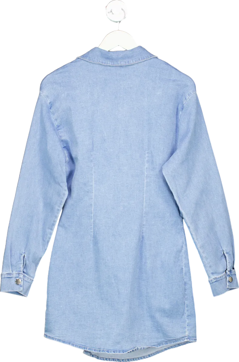 Fashion Nova Medium Blue Get With The Program Denim Mini Dress UK S