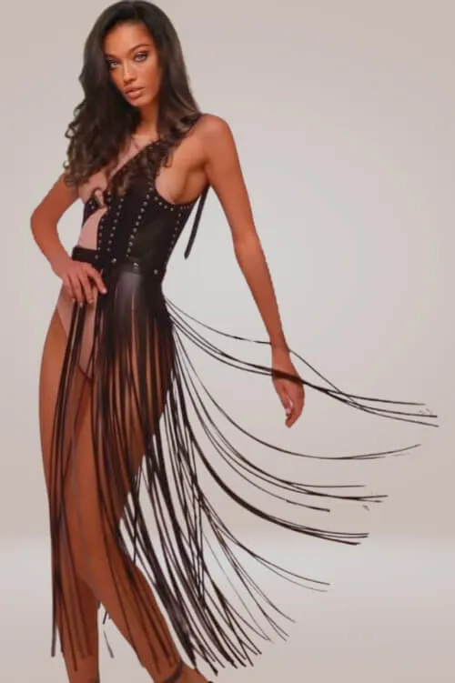 Fierce Fringe Harness – Chic Vegan Leather