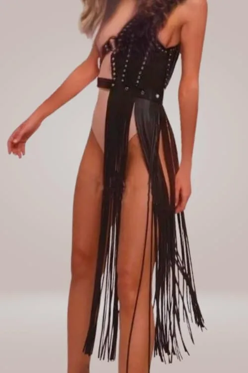 Fierce Fringe Harness – Chic Vegan Leather