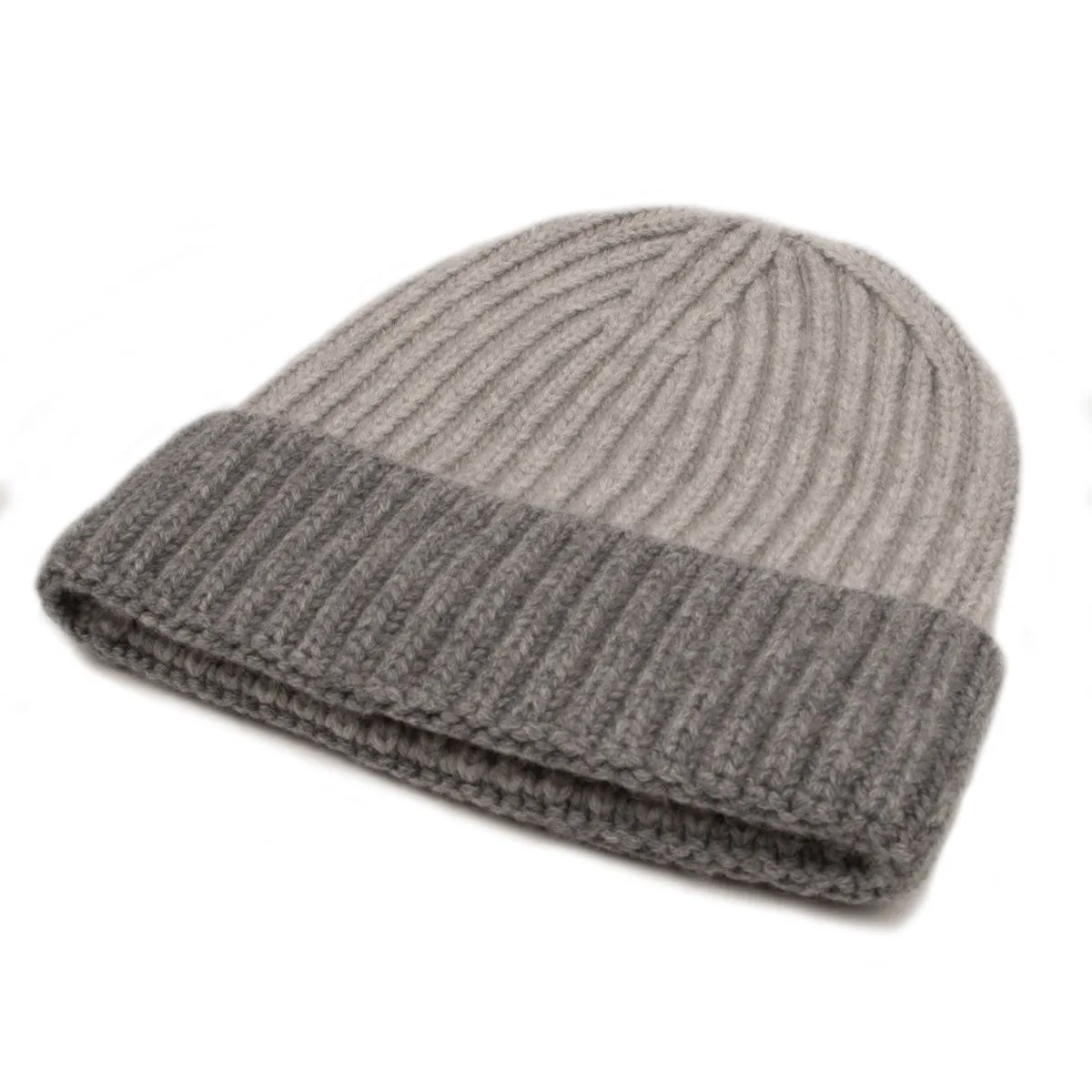 Fisherman Knit 8ply Cashmere Hat - Grey Flannel