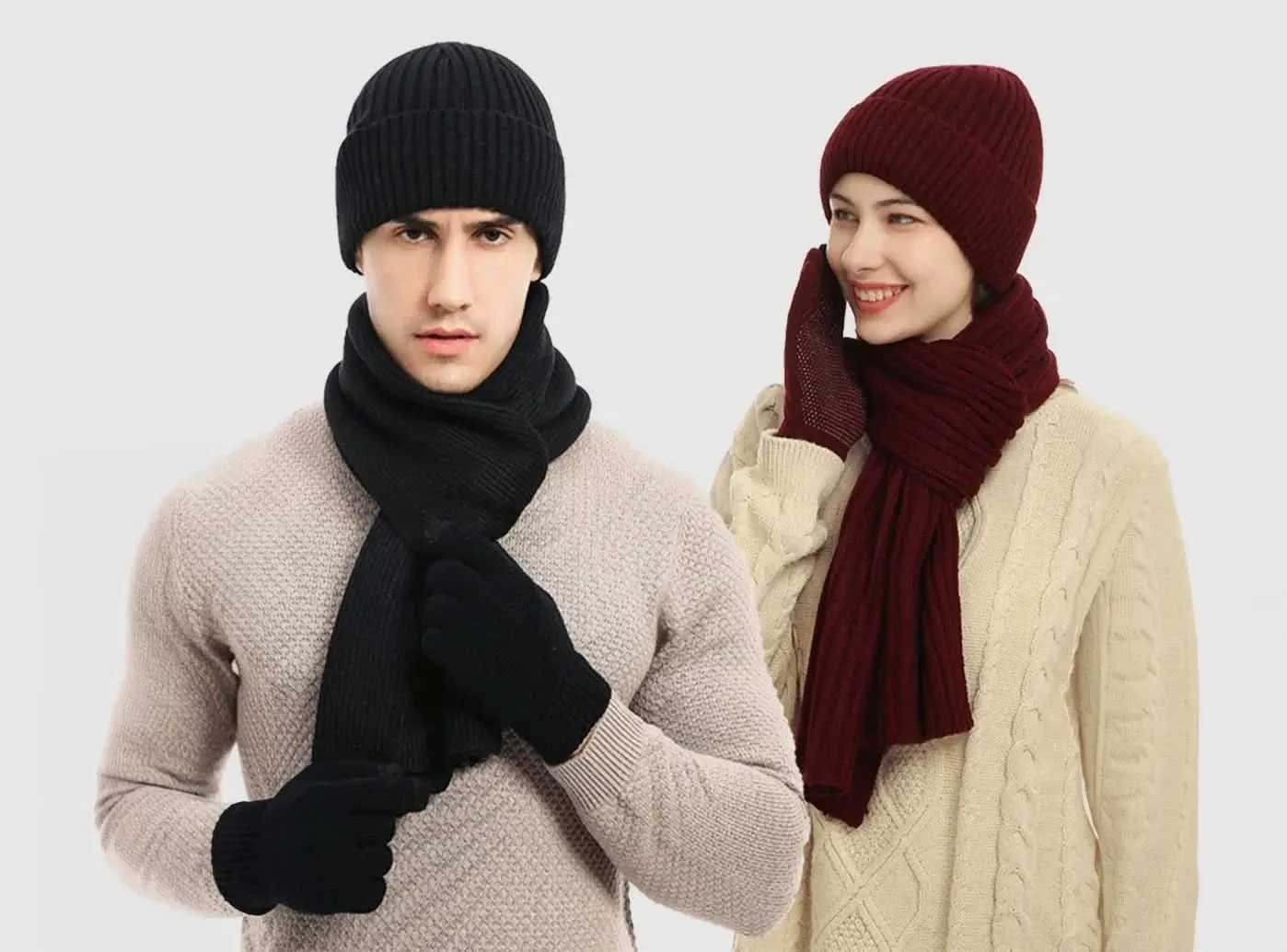 FitVille Winter Hat, Scarf, and Gloves Set (Unisex)