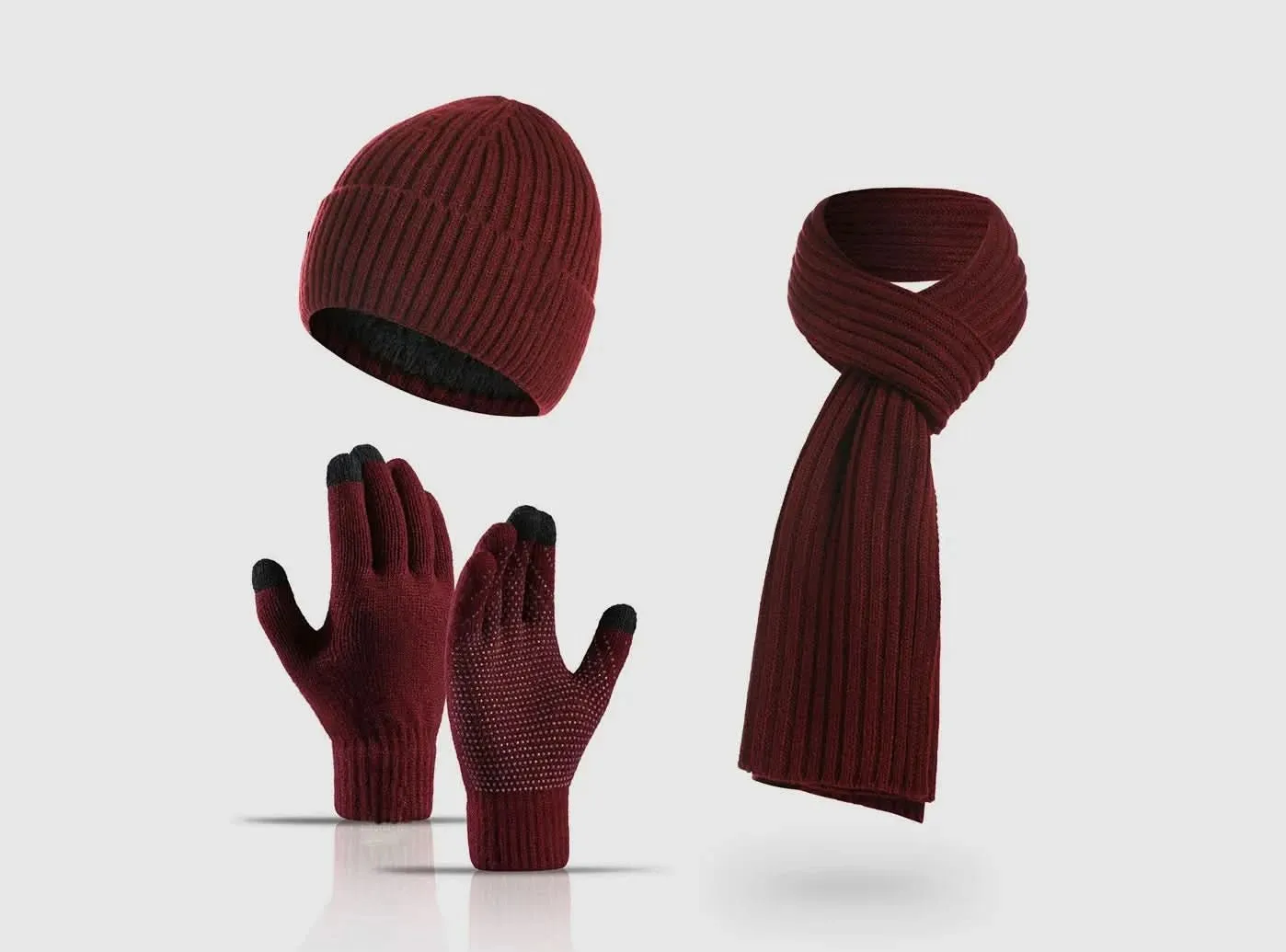 FitVille Winter Hat, Scarf, and Gloves Set (Unisex)