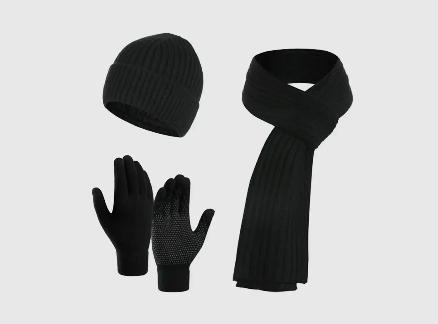 FitVille Winter Hat, Scarf, and Gloves Set (Unisex)