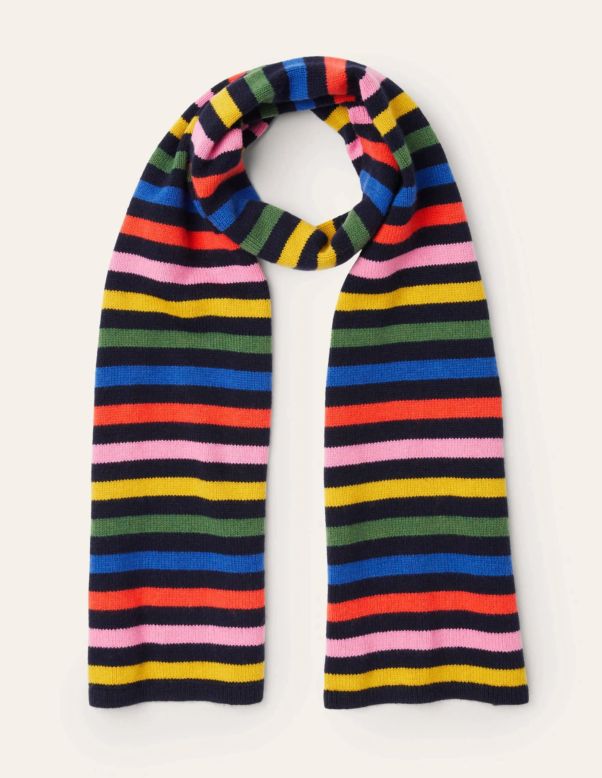 Knitted Scarf-Navy, Multi Stripe