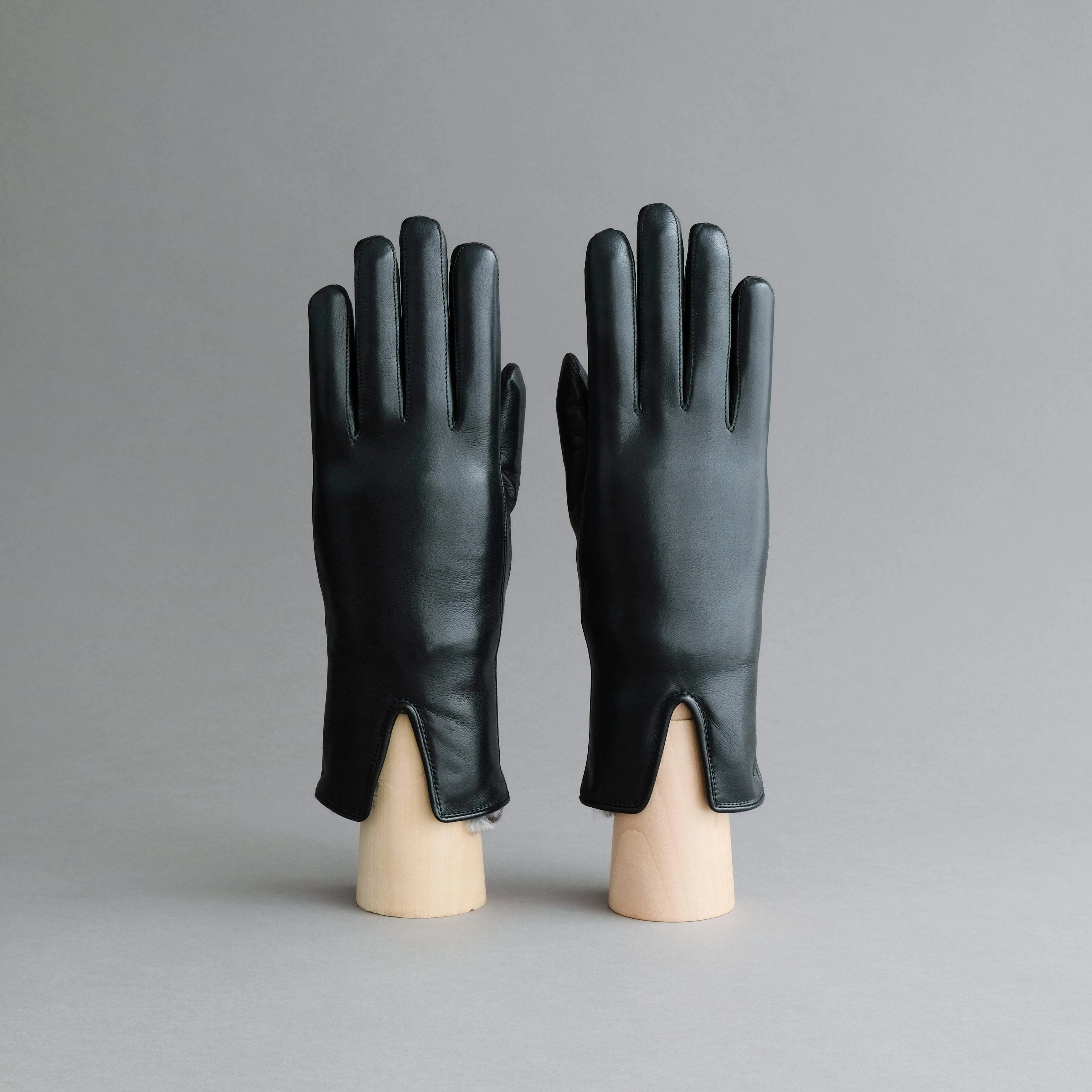 Ladies Gloves from Black Hair Sheep Nappa lined with Cashmere and Orylag