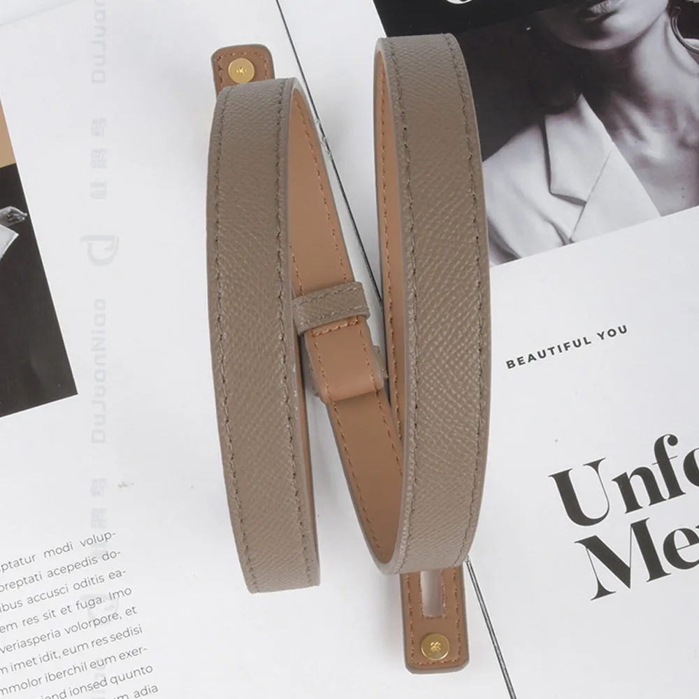 Luxury Cow Leather Women Waist Belt Slim Corset Strap Dress Shirt Belt (Black)