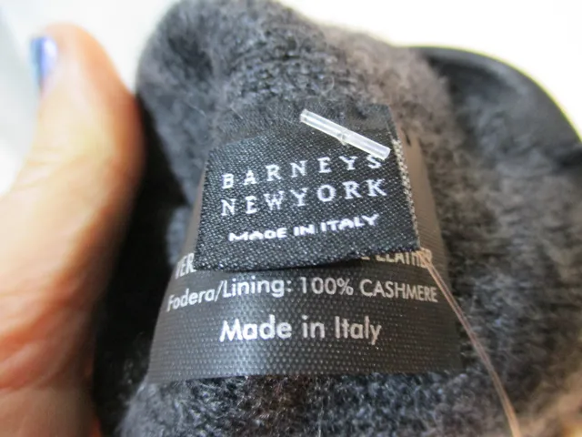 NWT NEW BARNEY'S NEW YORK Leather Cashmere Gloves 6.5 BLACK Driving
