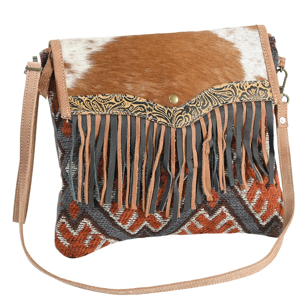 Ohlay Bags OHV368 Cross Body Ii Upcycled Wool Embossed Hair-On Genuine Leather Women Bag Western Handbag Purse