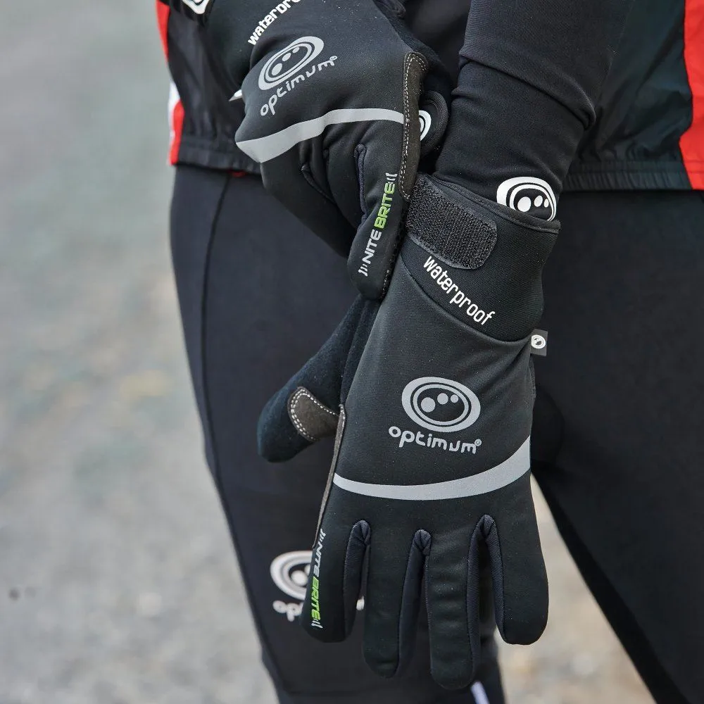 Optimum Sport Winter Cycling Gloves Nitebrite Thermal Fluro Green - Junior