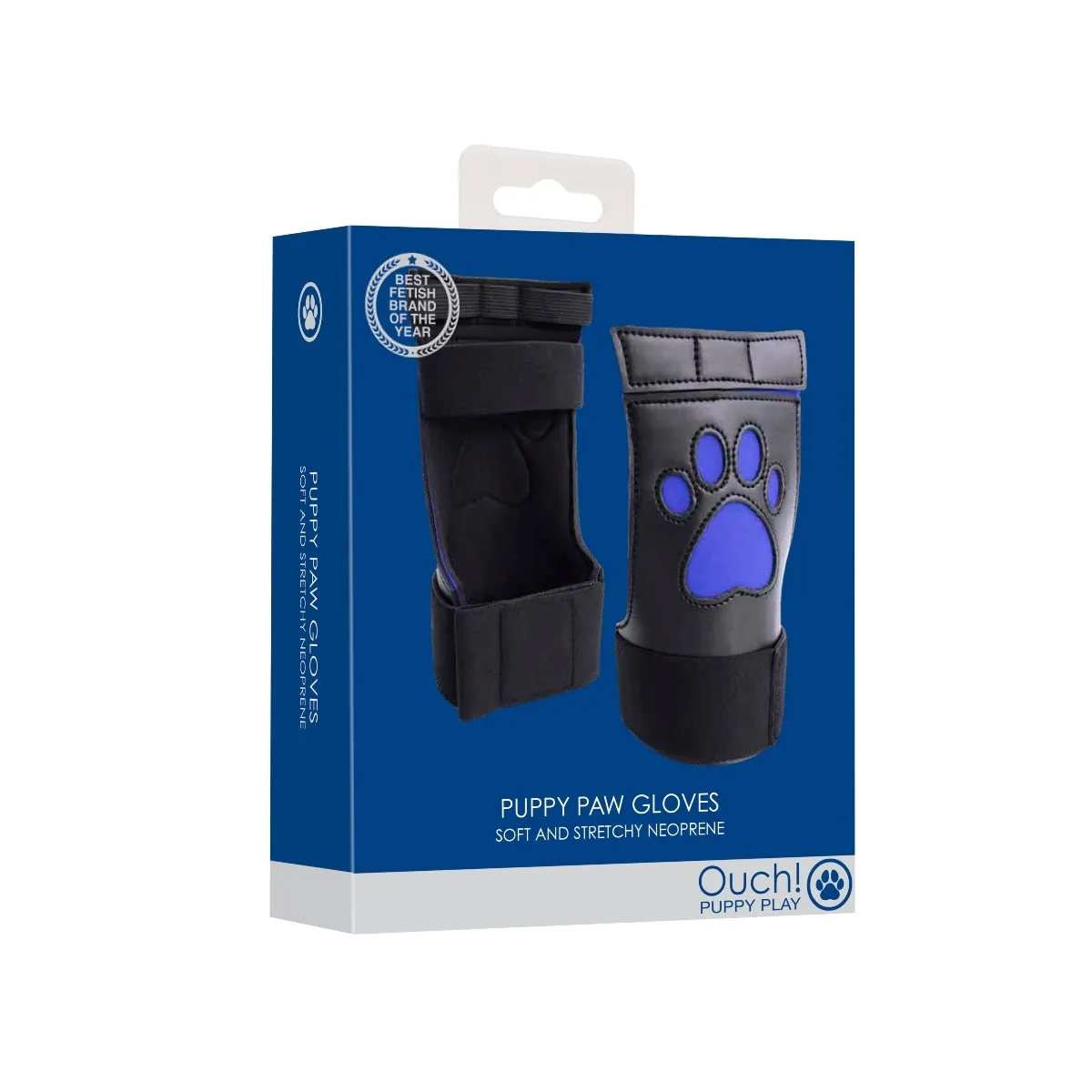 Ouch Puppy Play Neoprene Puppy Paw Gloves Black Blue