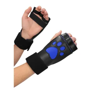 Ouch Puppy Play Neoprene Puppy Paw Gloves Black Blue