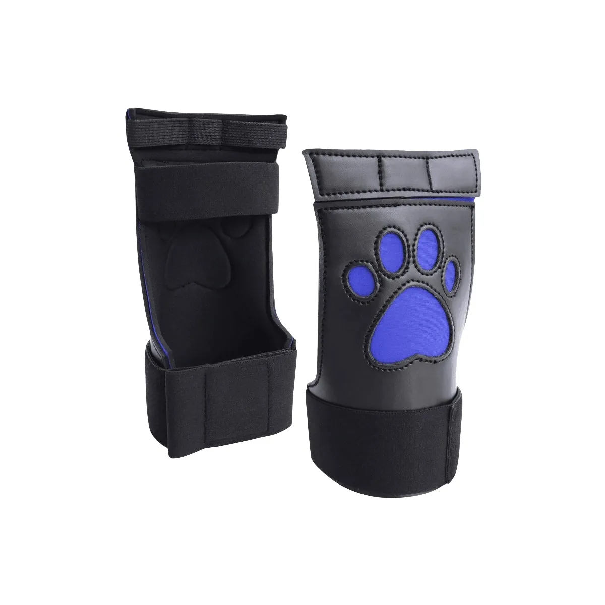 Ouch Puppy Play Neoprene Puppy Paw Gloves Black Blue