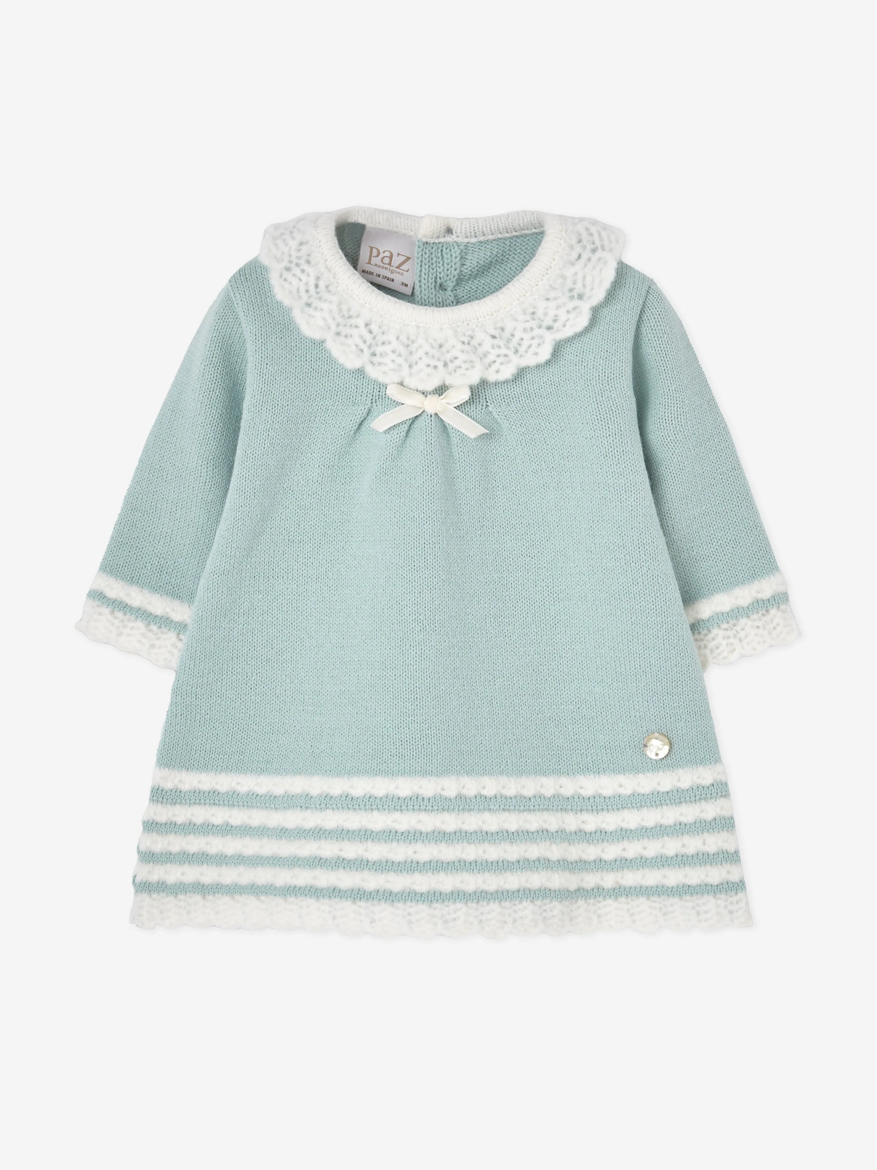 Paz Rodriguez Baby Girls Knitted Dress in Green