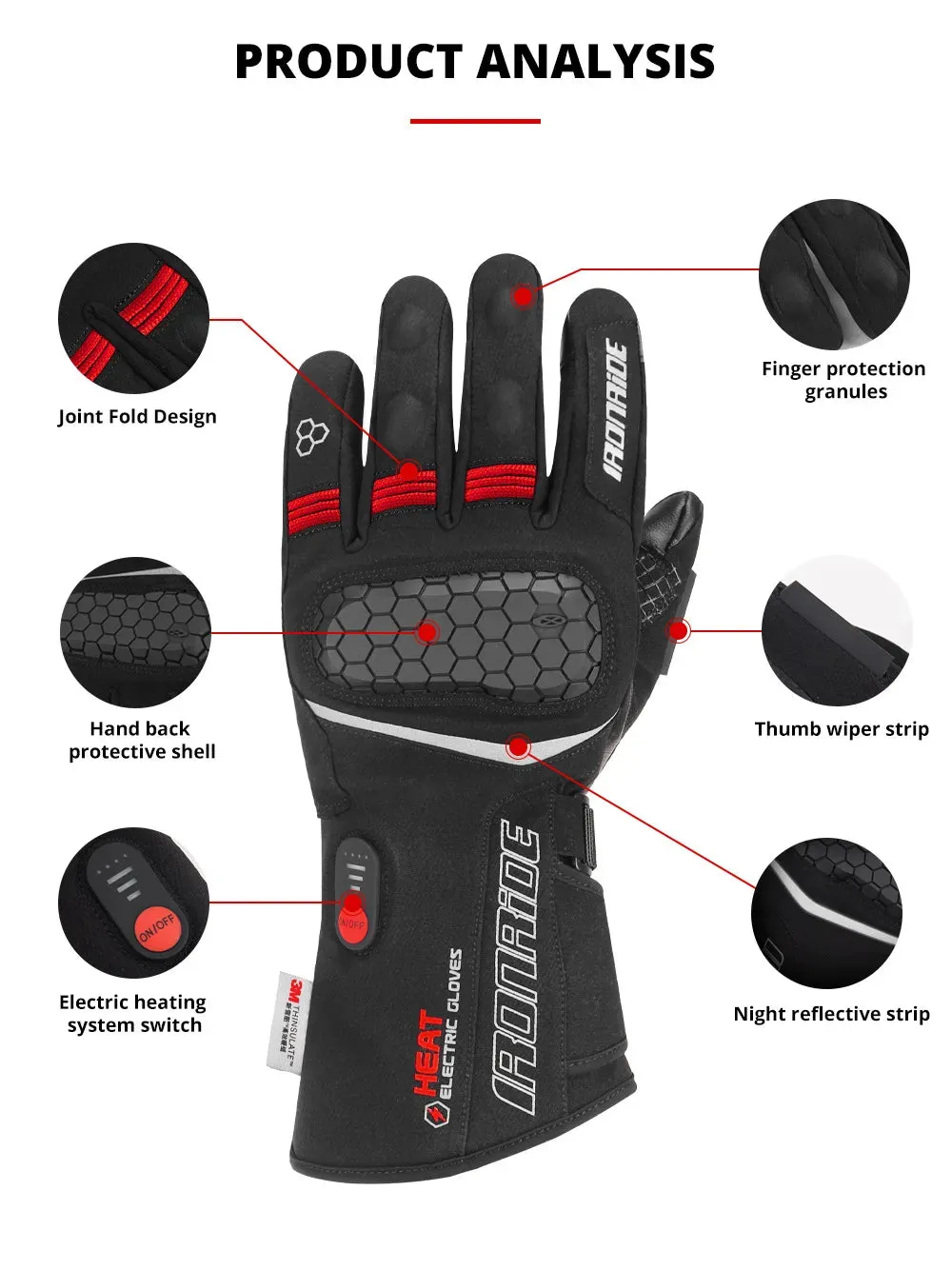 Premium 3M Thinsulate heated riding gloves