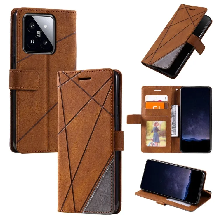 Premium Splicing Leather Wallet Phone Case for Xiaomi 14 Ultra, Series 2