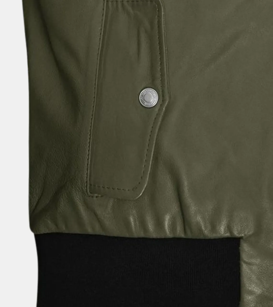 Quinlan Men's Green Bomber Varsity Leather Jacket