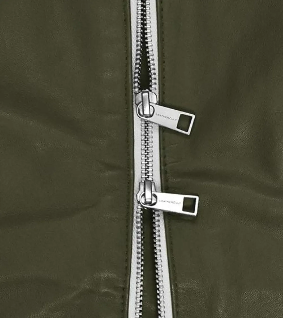 Quinlan Men's Green Bomber Varsity Leather Jacket