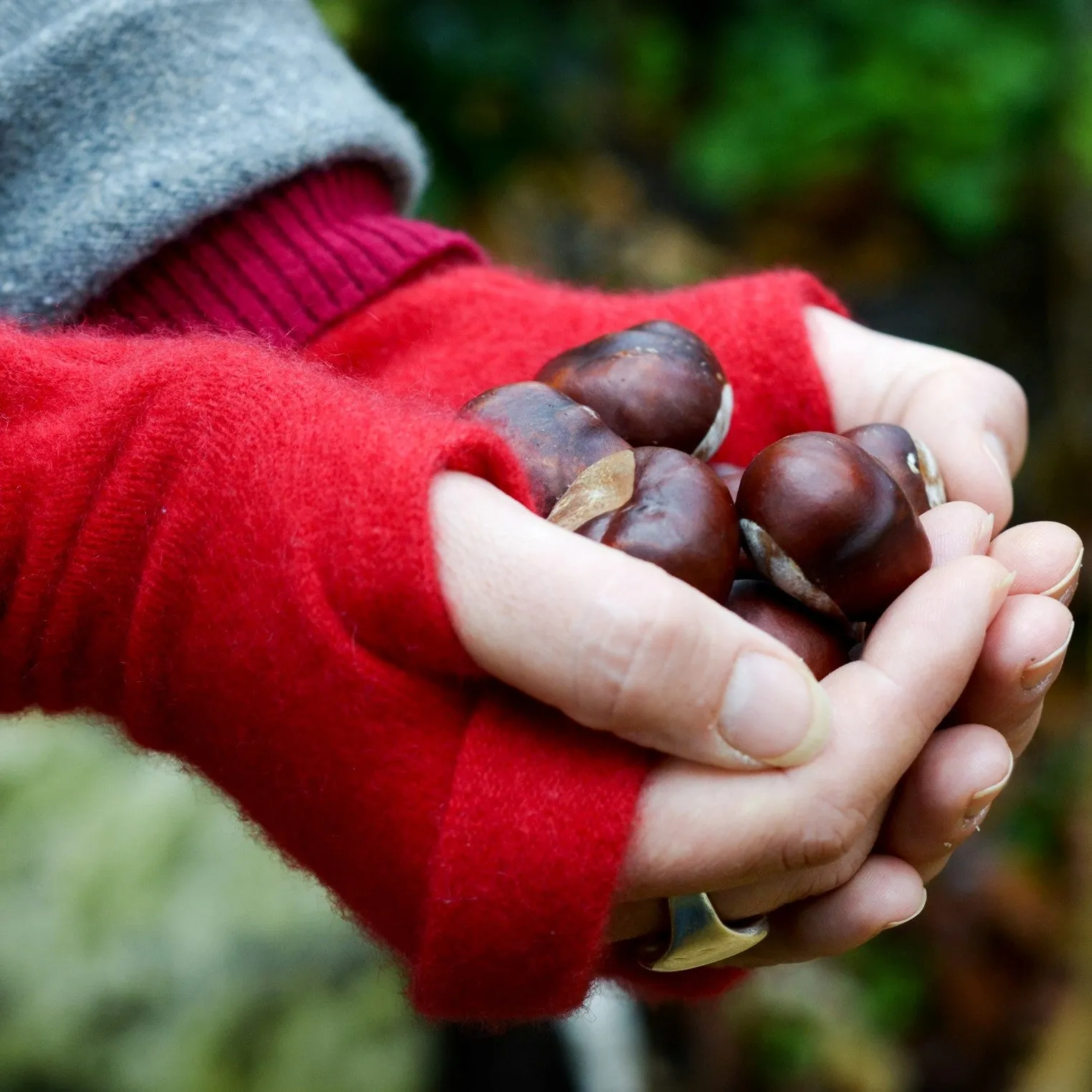 Red Cashmere Fingerless Gloves