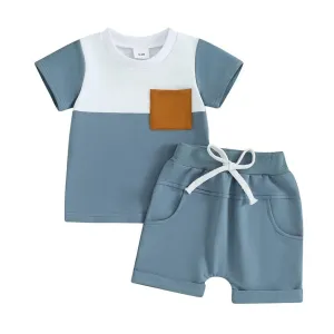 Short Sleeve Color Block Baby Set