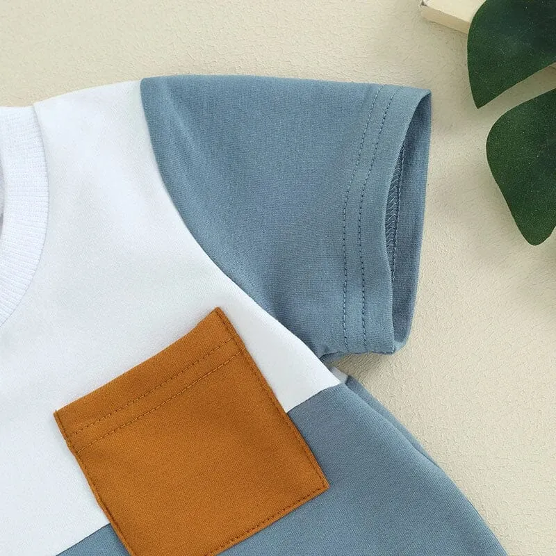 Short Sleeve Color Block Baby Set