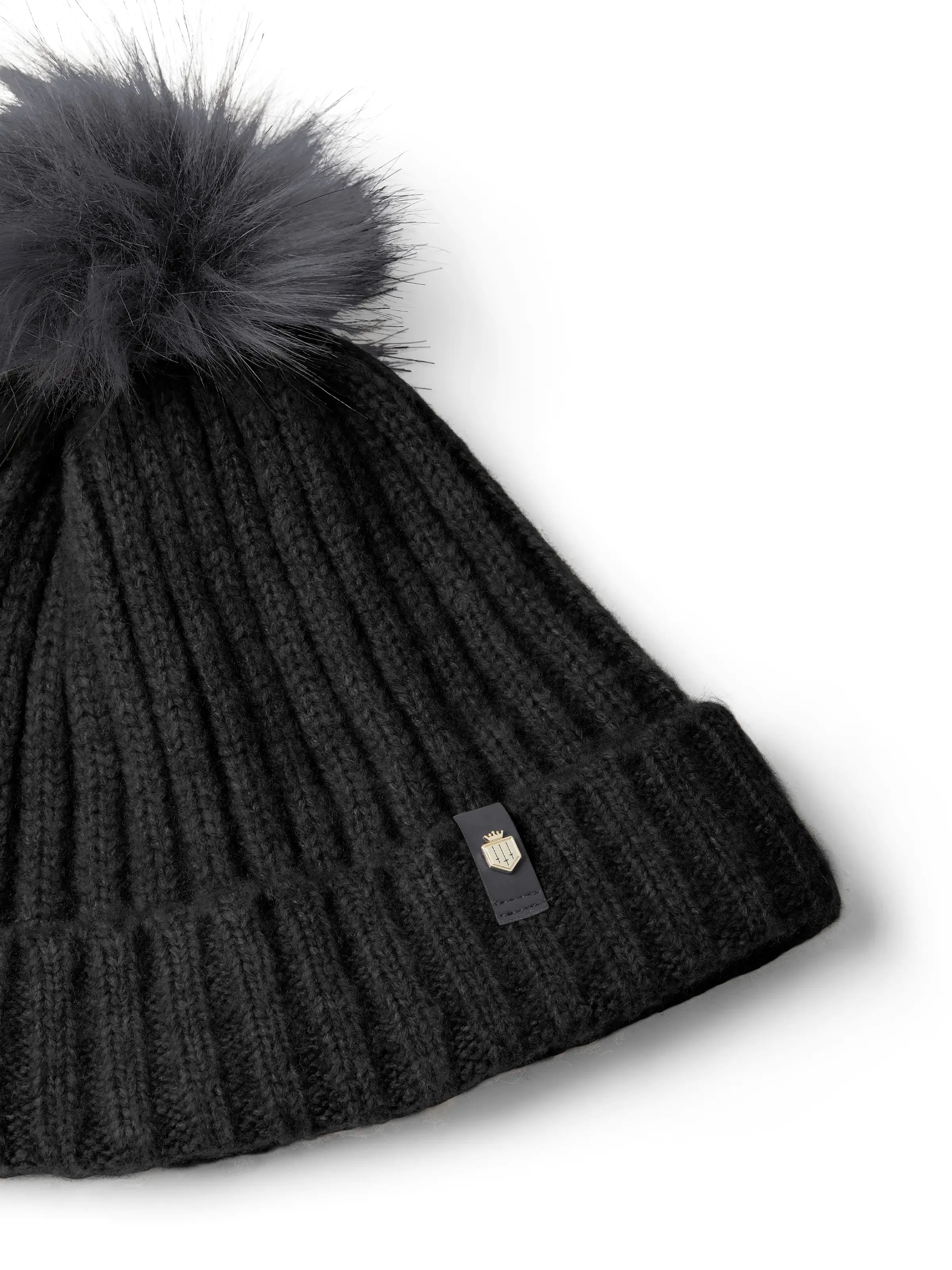 Signature Knitted Bobble Hat - Black & Grey