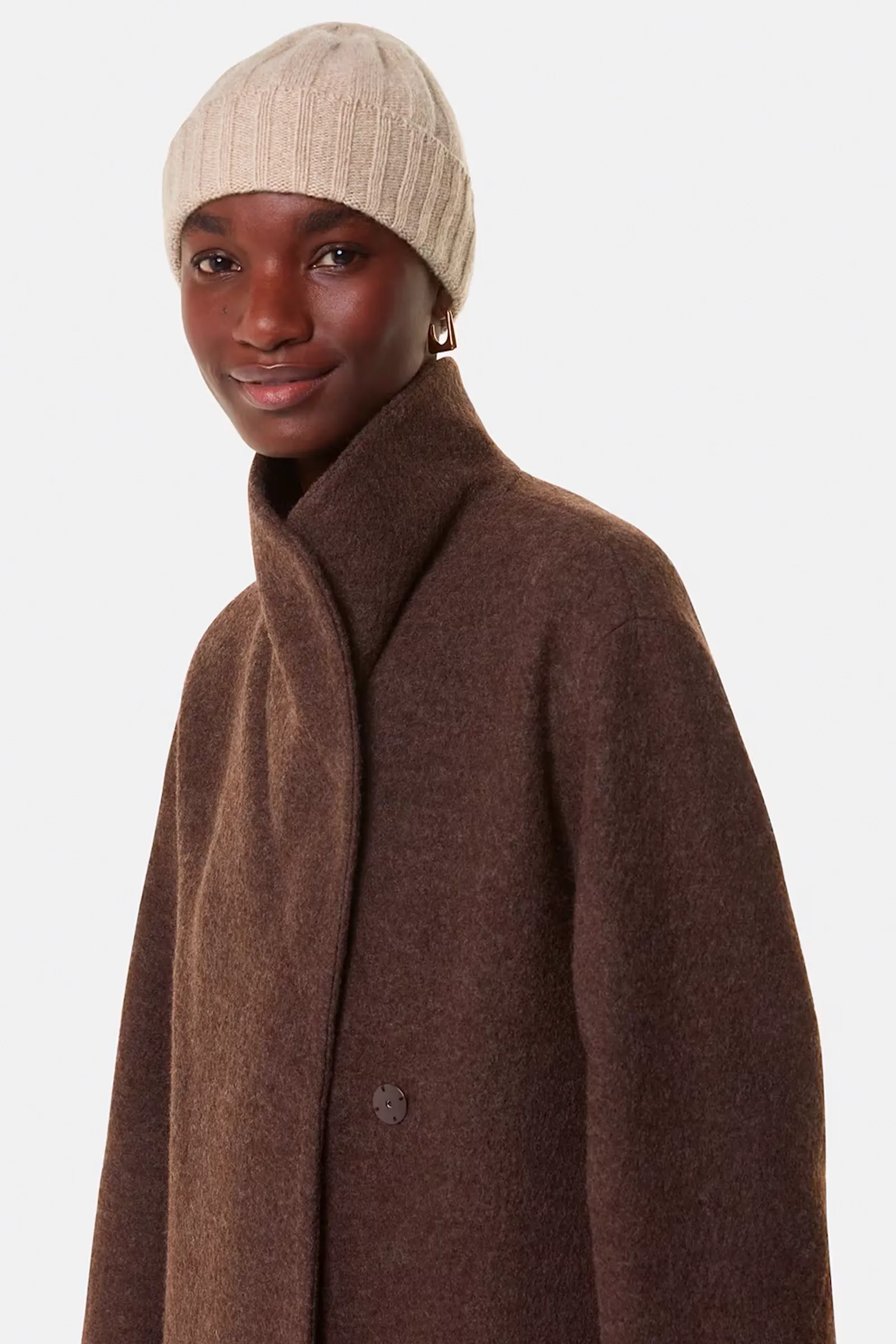Taupe Cashmere Wool Blend Hat