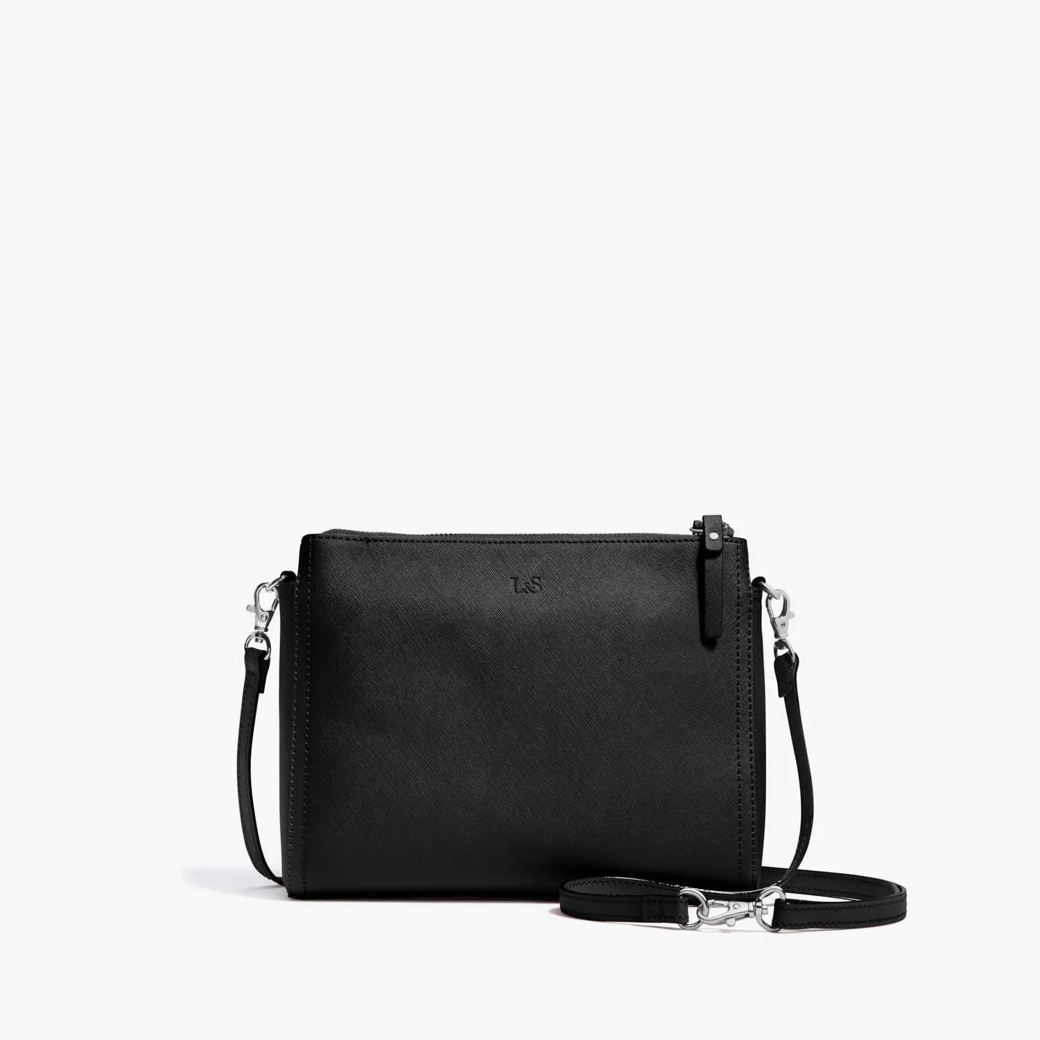 The Pearl - Saffiano Leather - Black / Silver / Grey